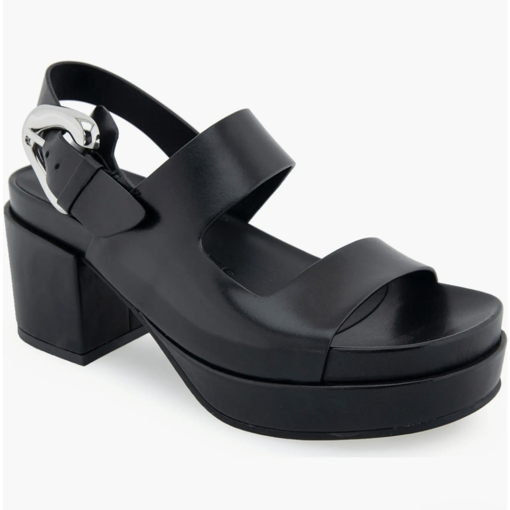 NIB Aerosoles Clarkson Black Platform Sandals